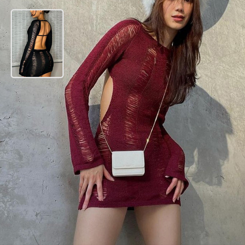 Kurzes, ärmelloses Chelsea-Kleid mit langem Arm und sexy Rücken
