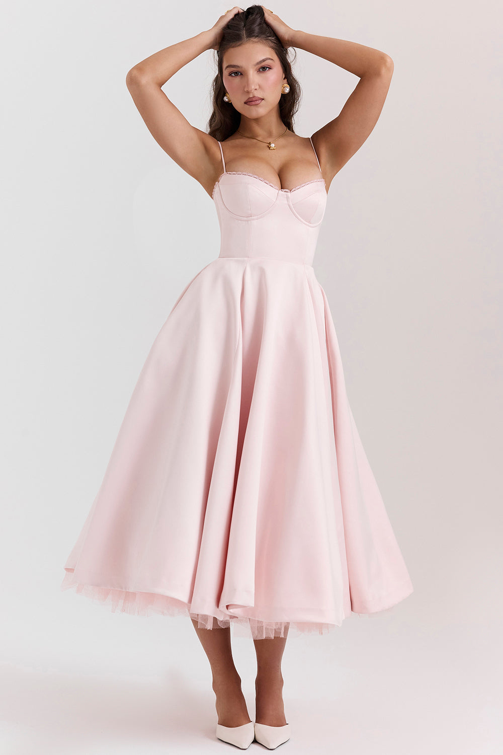 Kurzes, ärmelloses Emma-Midikleid im Korsett-Stil