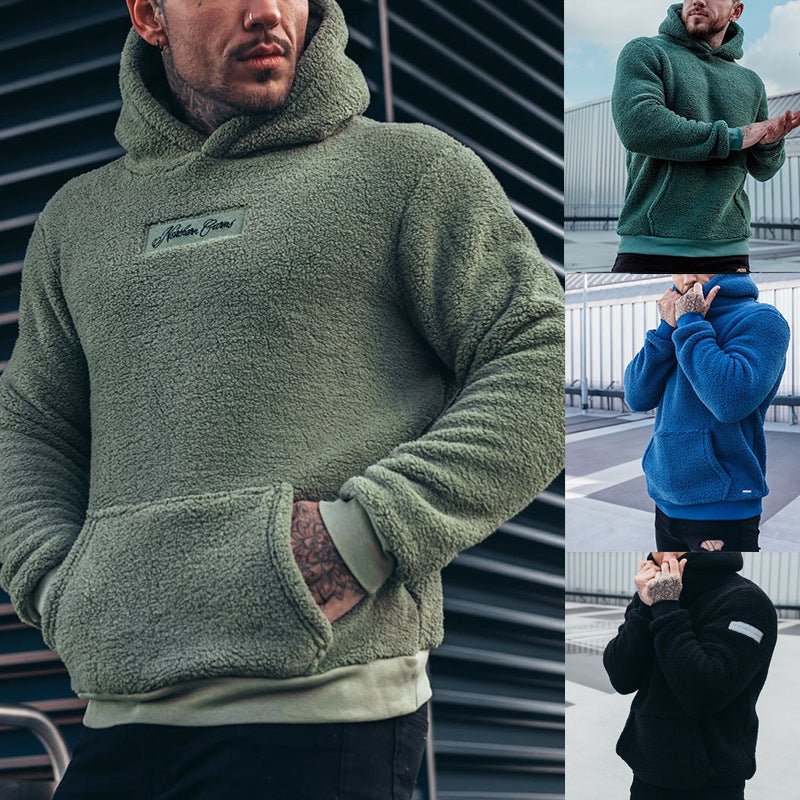 Kuscheliger Plüsch-Kapuzenpullover für Herren