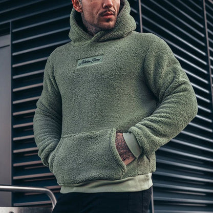 Kuscheliger Plüsch-Kapuzenpullover für Herren