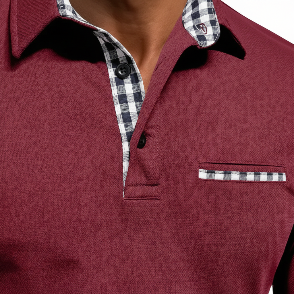 Herren Poloshirt Langarm Klassisch Weiß
