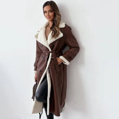 Elarova |  Langer Mantel mit Knopfleiste für Damen