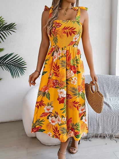 Langes Damenkleid Alice mit Blumenmuster und Korsett