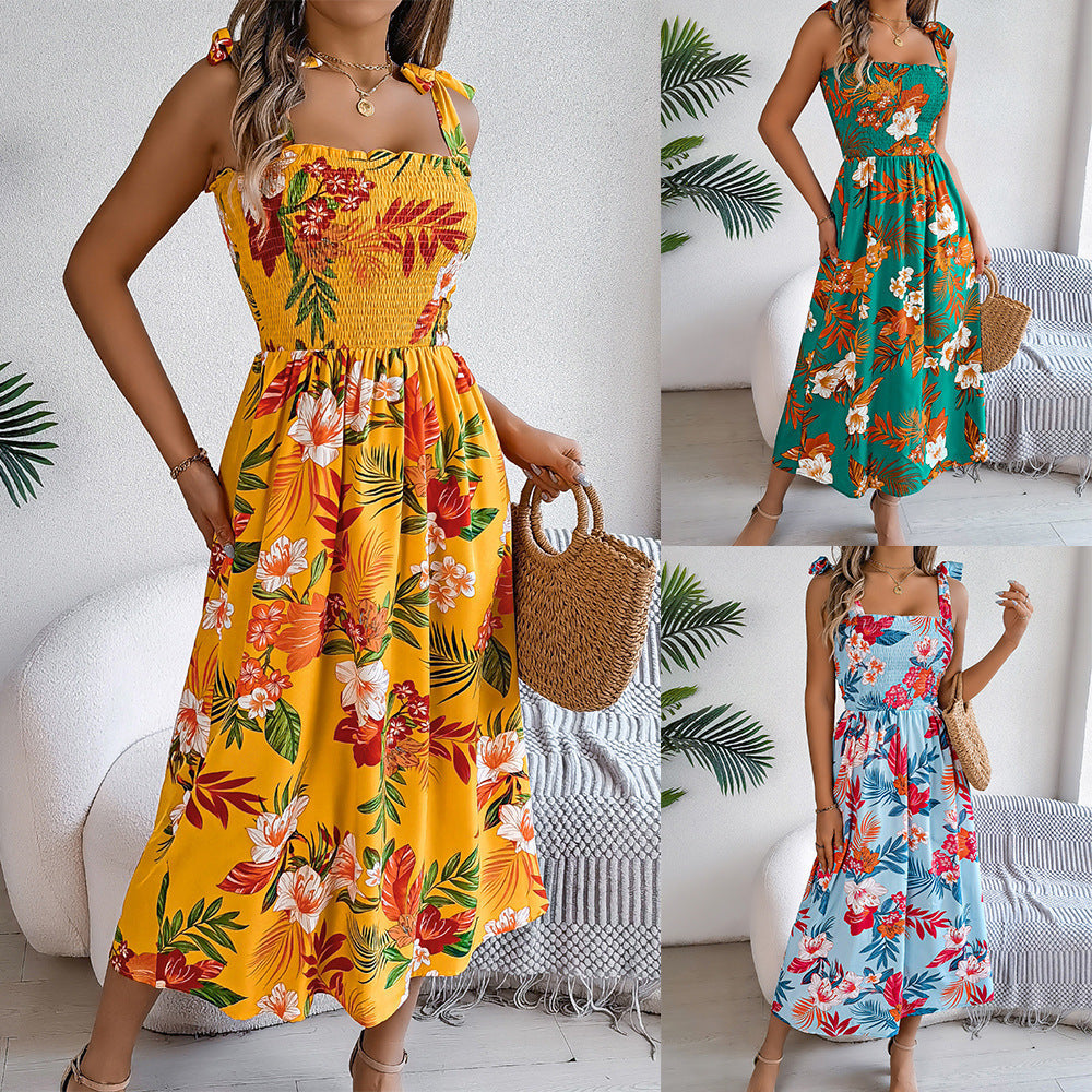 Langes Damenkleid Alice mit Blumenmuster und Korsett