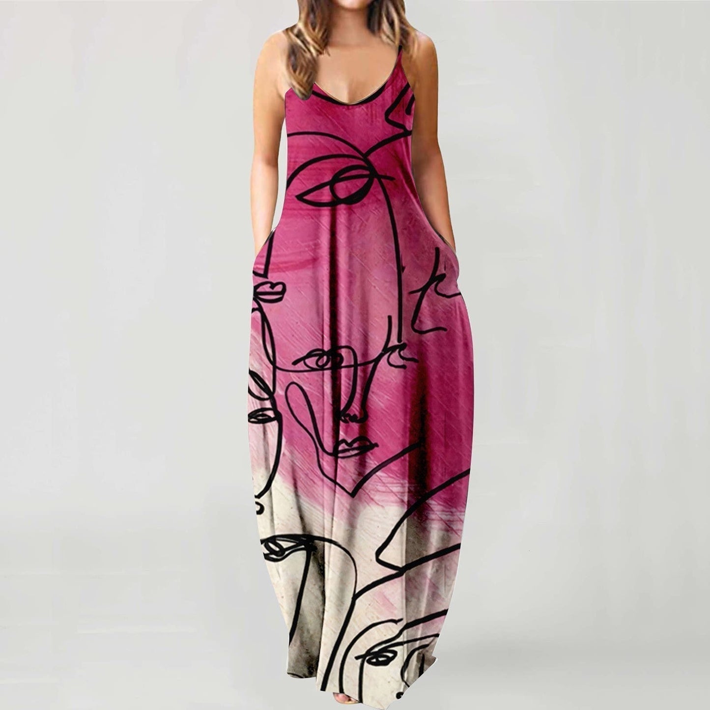 Langes Hannah Sommerkleid mit Trägern in heißer Ausführung