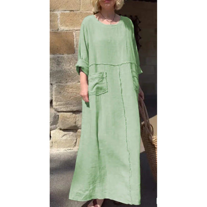 Langes, lässiges Plisseekleid mit langen Ärmeln von Elarova