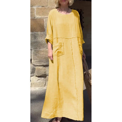 Langes, lässiges Plisseekleid mit langen Ärmeln von Elarova