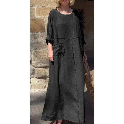 Langes, lässiges Plisseekleid mit langen Ärmeln von Elarova