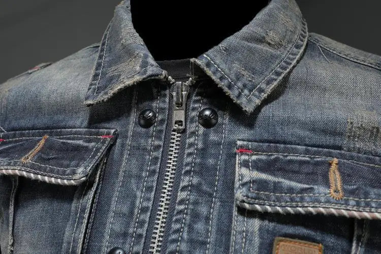 Lässige und stilvolle Herbst Vintage Jeansjacke für Herren