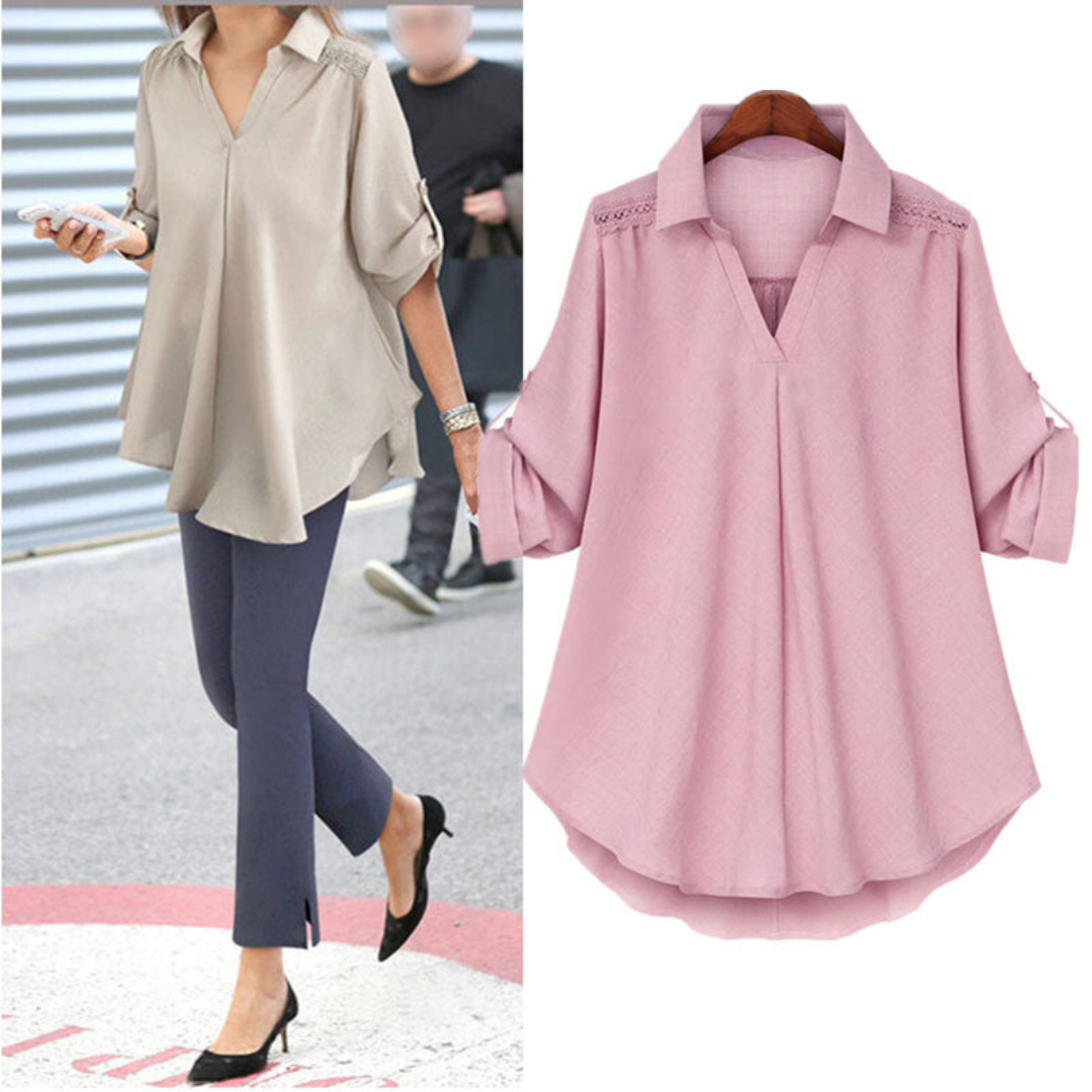 Lässiges Annika Shirt mit V-Ausschnitt im Streetstyle