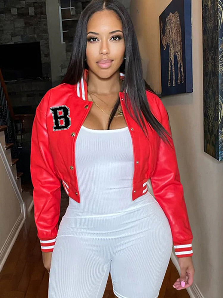 Leder Bomberjacke Damen kurz