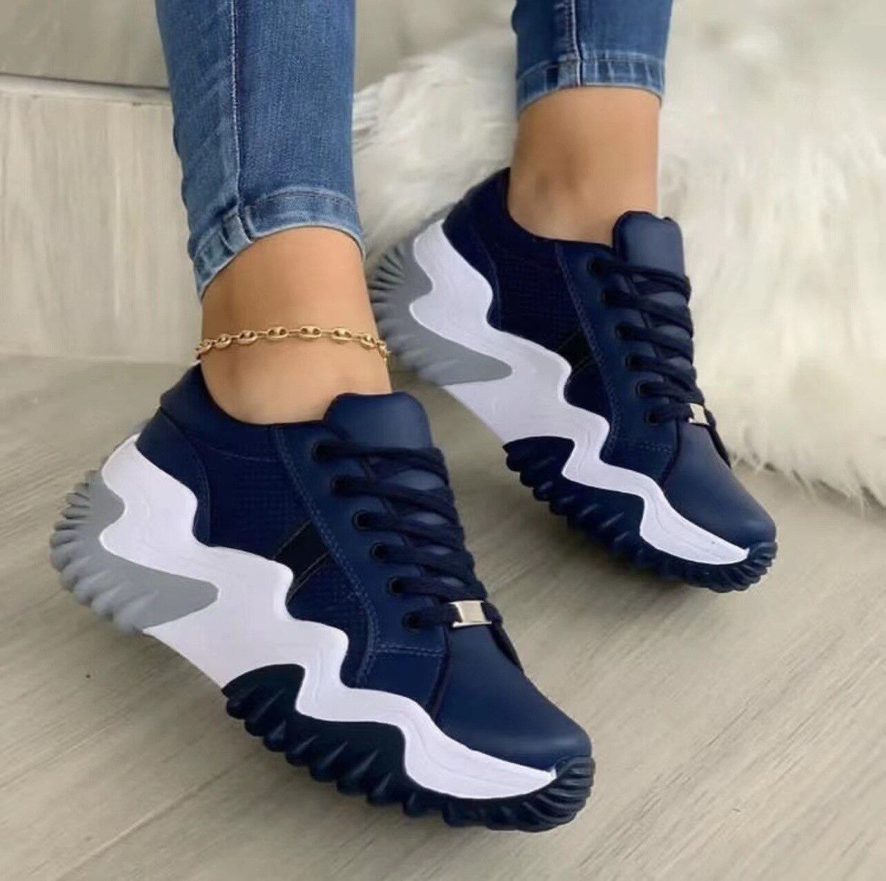 Leder-Patchwork Orthopädische Kasia Turnschuhe