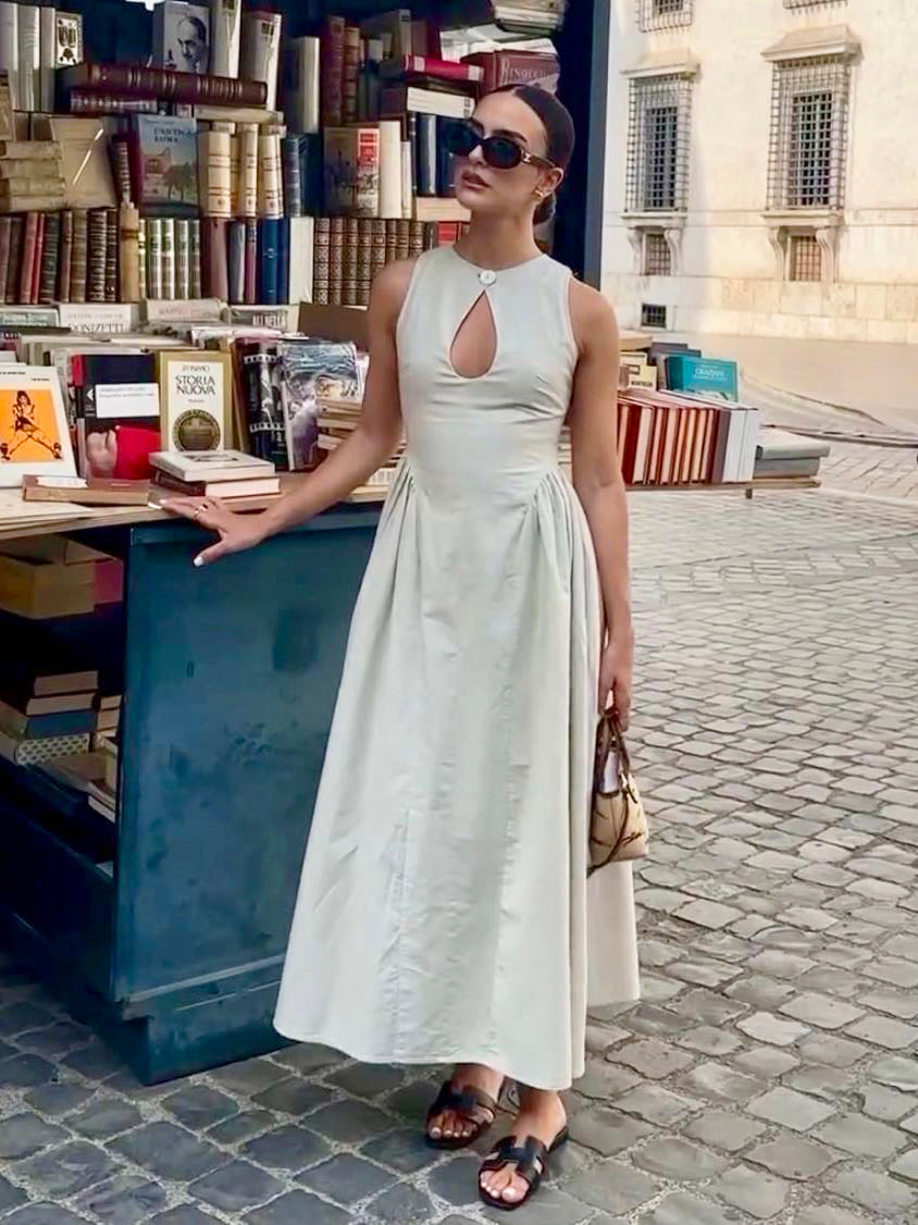 Leinenkleid für Damen, Midi-Länge