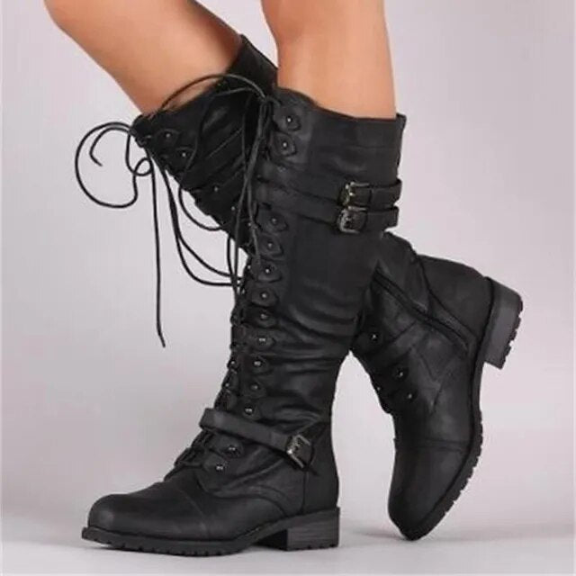 Lena: Retro-Schnürstiefel mit Schnalle