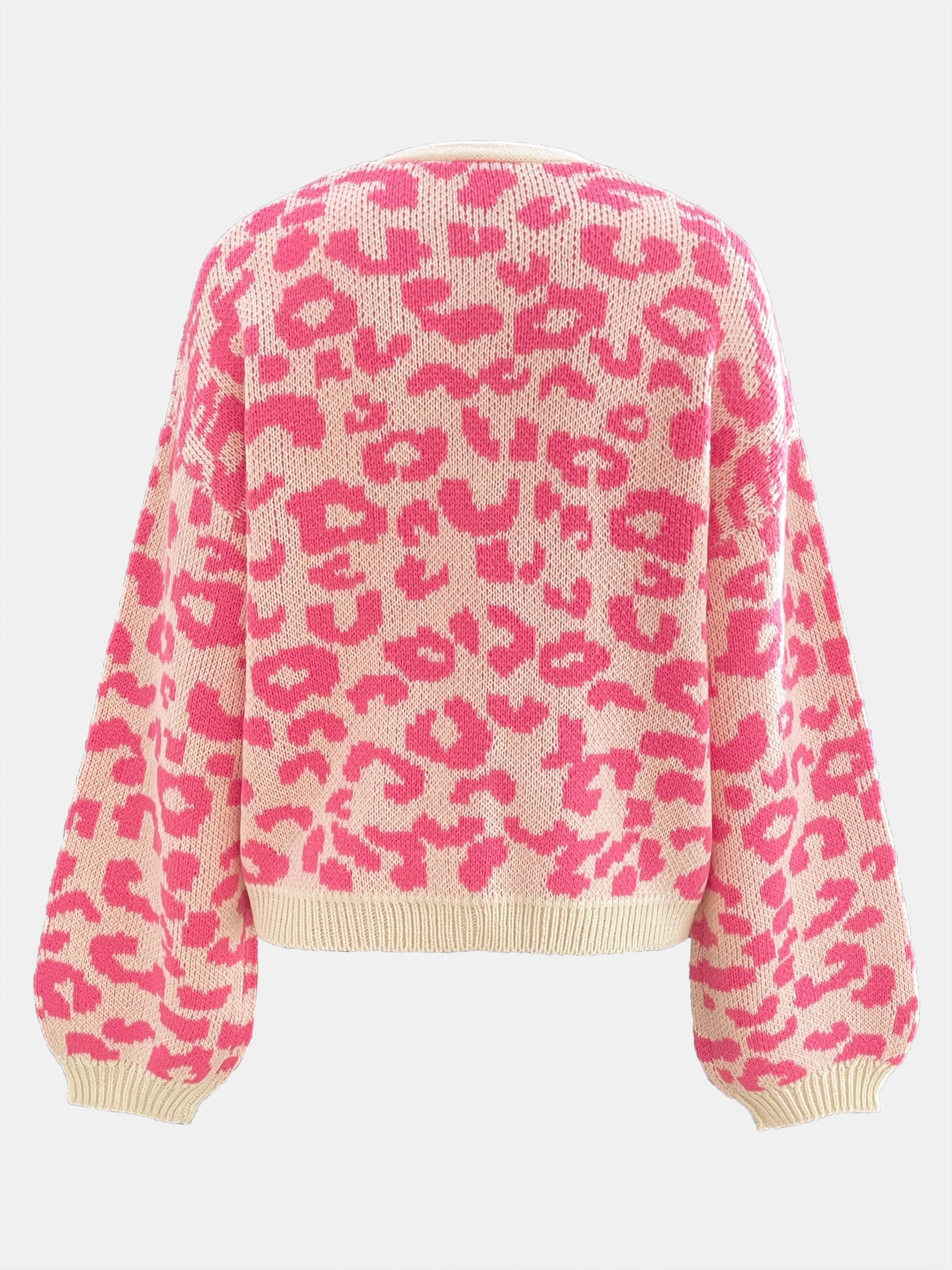 LeoElegance™ – Modische Damen Strickjacke mit Leopardenmuster