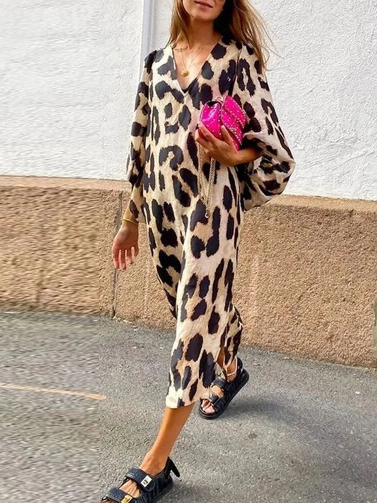 Leoparda™ – Damen Sommerkleid mit Eleganten Leopardenmuste