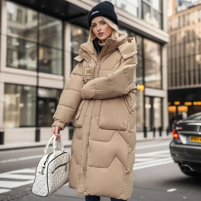 Lethara: Warme, trendige Winterjacke in langer Länge