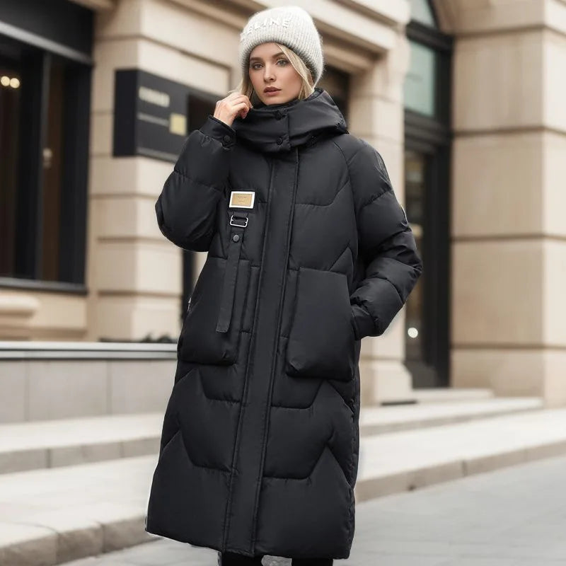 Lethara: Warme, trendige Winterjacke in langer Länge