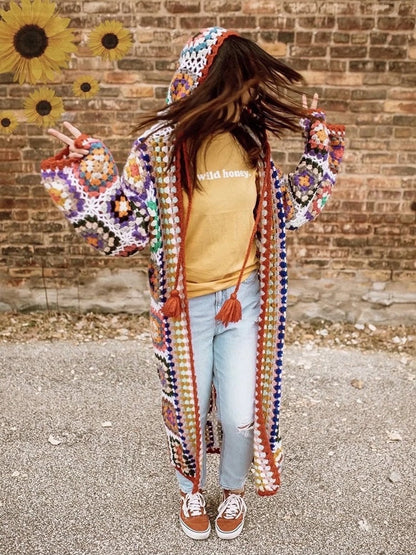 Liunce Boho Häkel- und Strickjacke