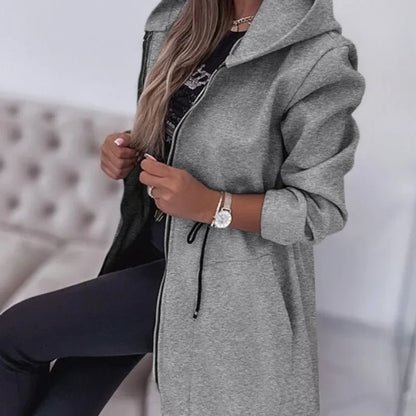 Luthion Damenjacke mit Kapuze und plissierter Taille