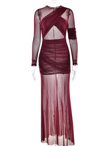 Luxessa™ – Elegantes Mesh Patchwork Langarm Kleid