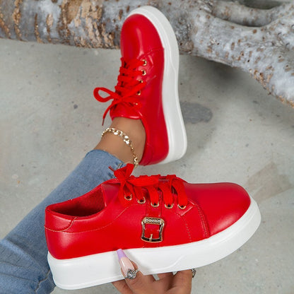 Luxora™ – Stilvolle Damen Lace-up Flats mit eleganter Metall-Schnalle