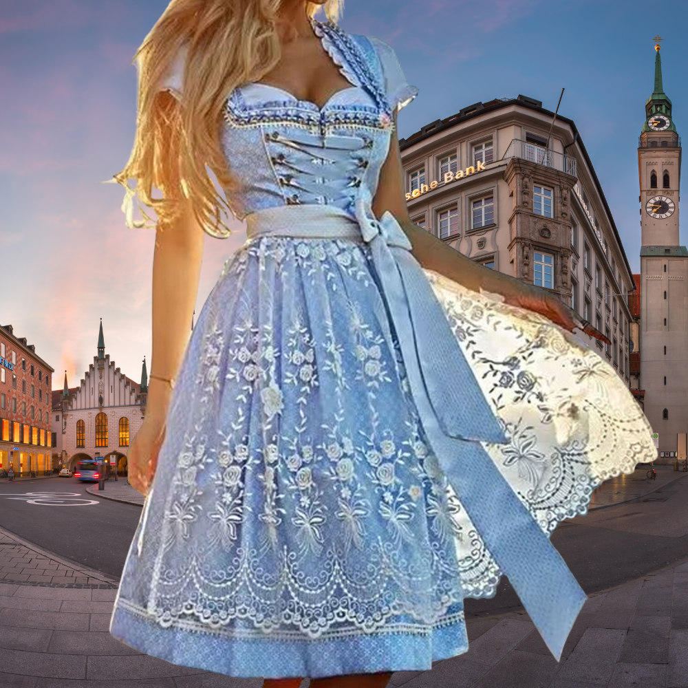 Luxuriöse Trachtenmode für Damen: Bluse und Schürze