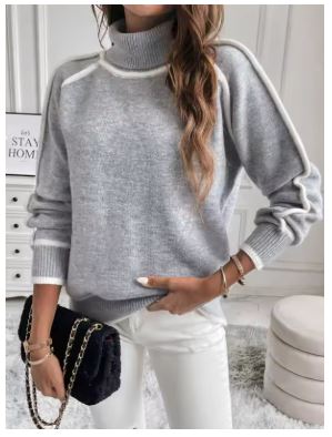 Luxuriöser olivgrüner Strickpullover