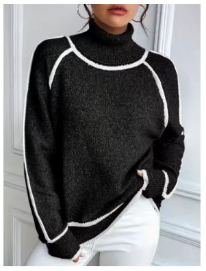 Luxuriöser olivgrüner Strickpullover