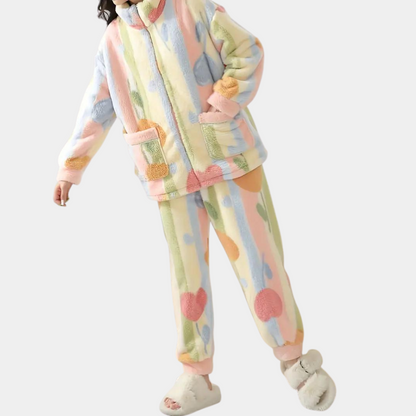 Luxuriöses, lebendiges Plüsch-Pyjama-Set Romhilda für Damen