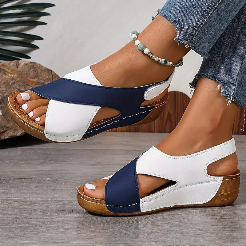 Mabel Damen-Keilsandalen mit farblich abgesetztem Absatz