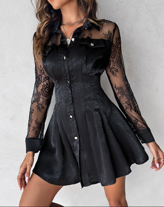 Madisona™ – Damen Hemdkleid Lang mit Eleganten Spitzendetails