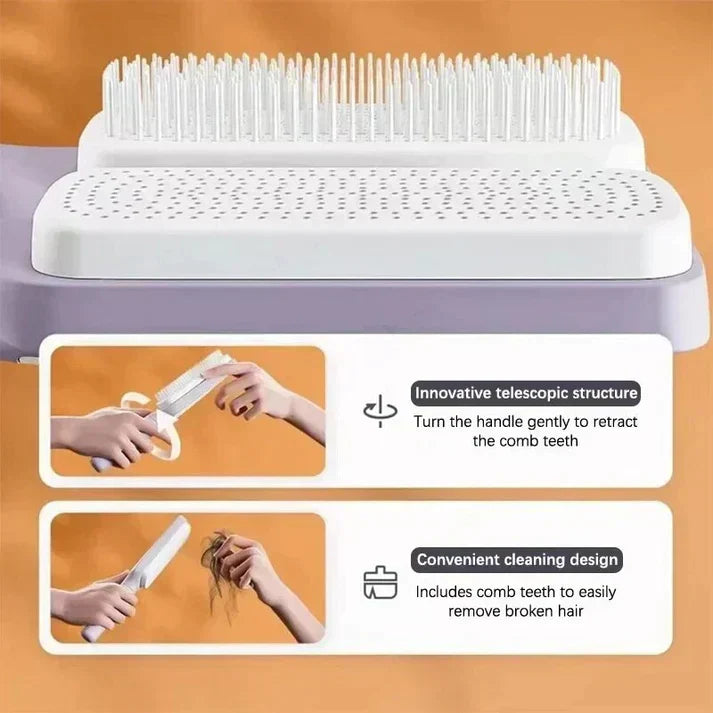 Haarbürste Selbstreinigend 4in1 Glattes Haar
