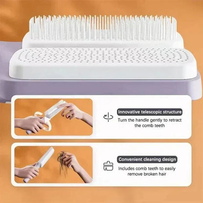 Haarbürste Selbstreinigend 4in1 Glattes Haar