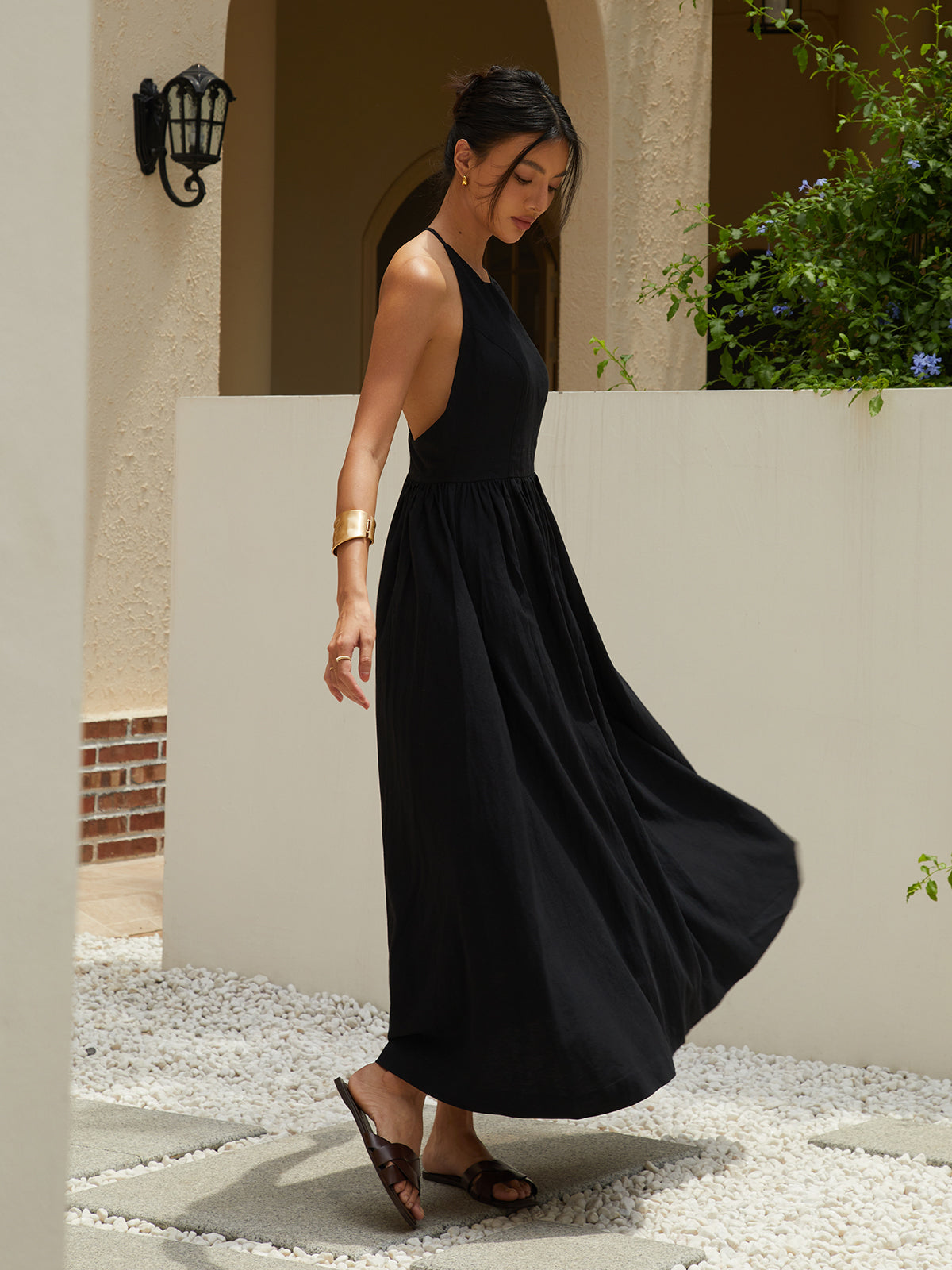 Maxikleid für Damen, rückenfrei, im Old-Money-Stil