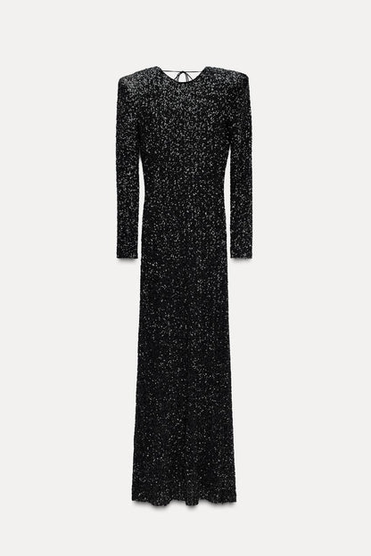 Maxikleid mit Sternchen-Pailletten