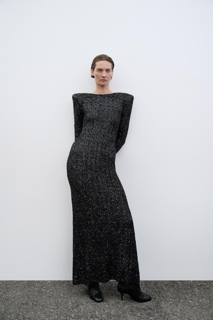 Maxikleid mit Sternchen-Pailletten