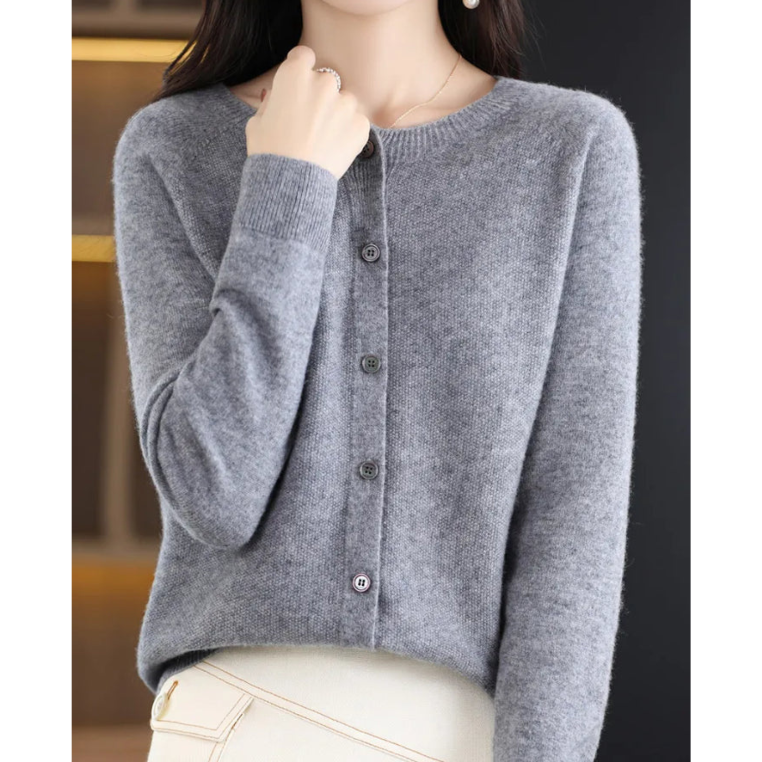MerinoLuxe™ – Luxuriose Damen Strickjacke aus Kaschmir & Merinowolle