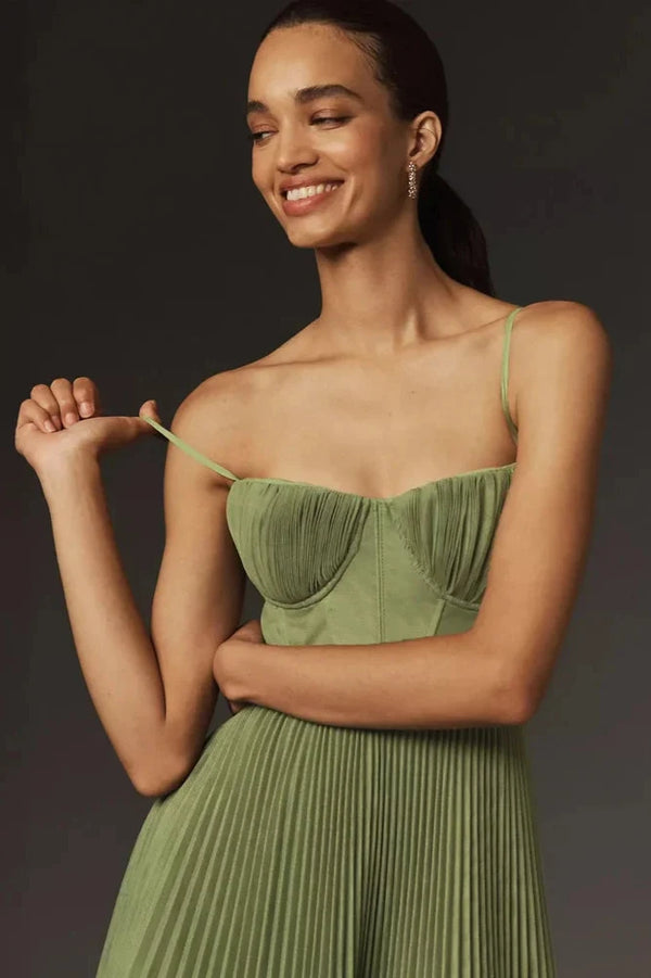 Midalina™ – Damen Midi Kleid mit Taillierter Passform & Elegant Ausgestelltem Rock