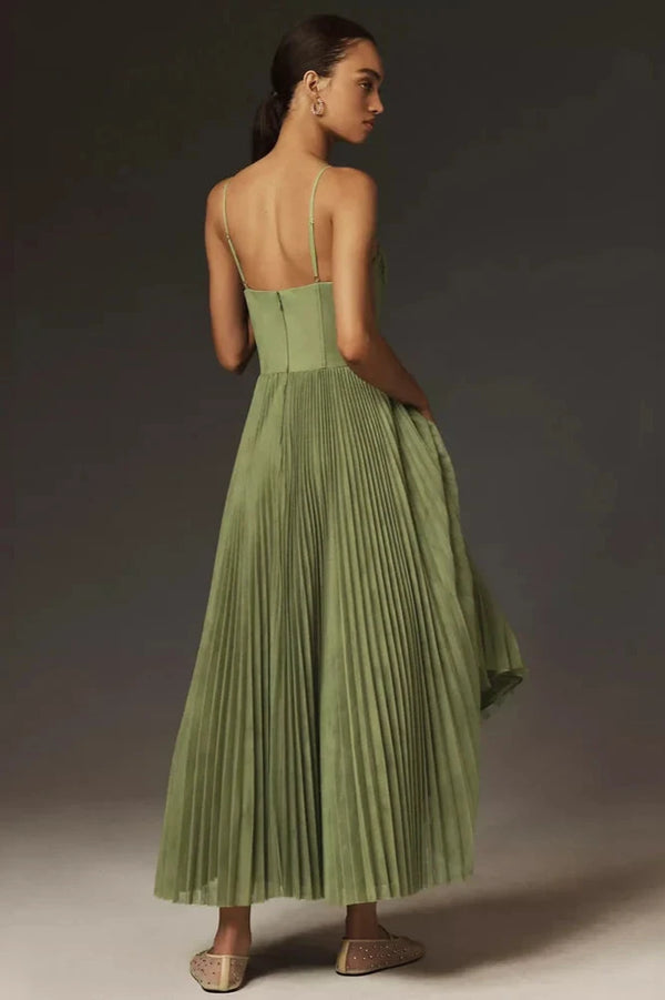 Midalina™ – Damen Midi Kleid mit Taillierter Passform & Elegant Ausgestelltem Rock