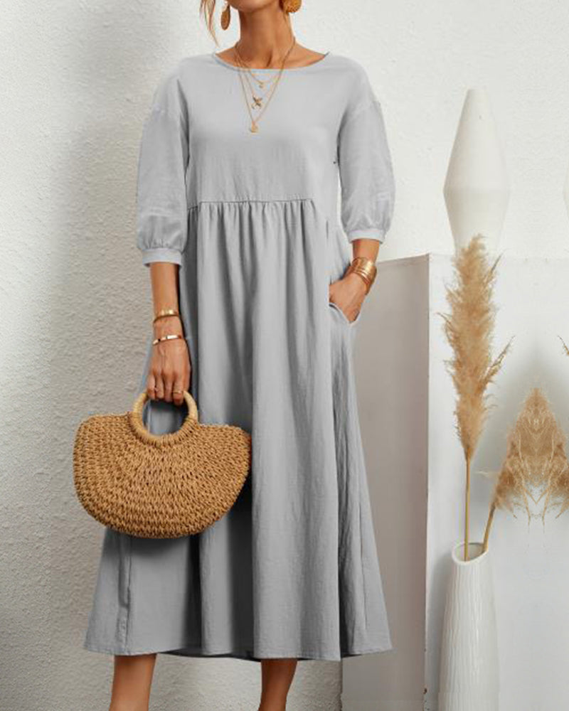 Midikleid mit 3/4-langen, ballonartigen Ärmeln und figurbetontem Schnitt
