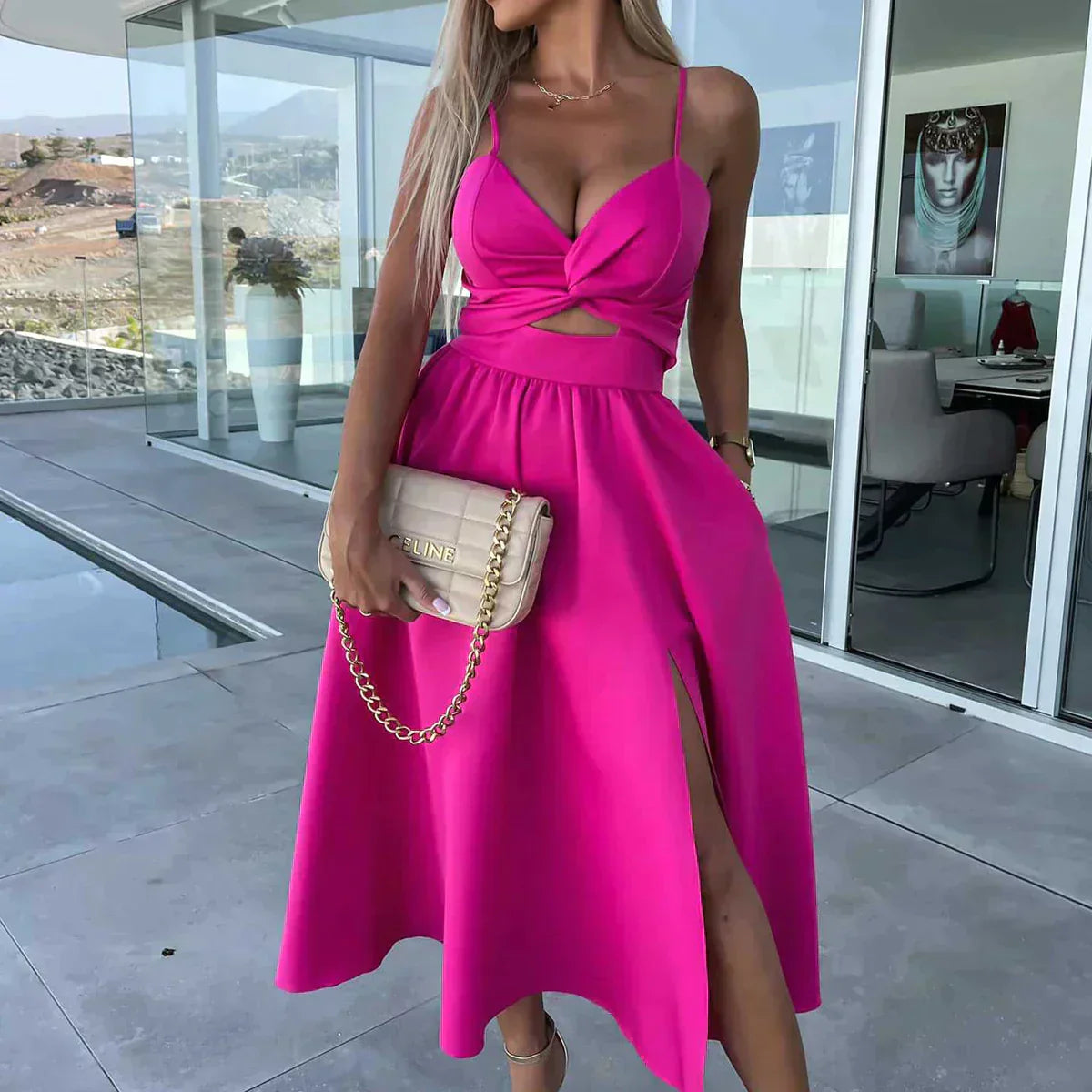 Midikleid mit seitlichem Schlitz und Taschenausschnitt von Lea