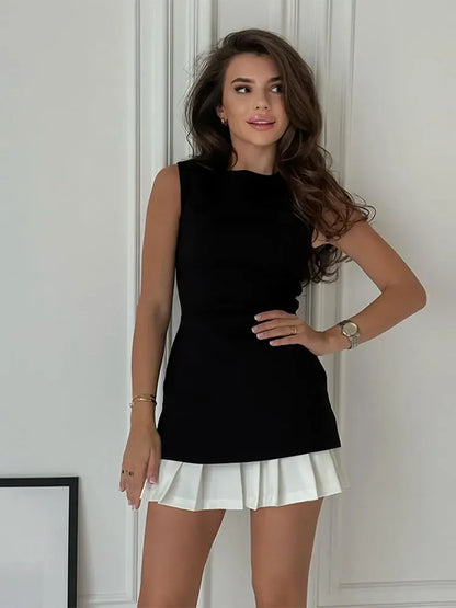 Minikleid-Set Katharina mit plissiertem Saum und ohne Ärmel