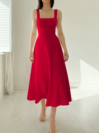 Mirelina™ – Damen Midikleid mit Breiten Trägern