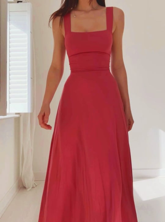 Mirelina™ – Damen Midikleid mit Breiten Trägern