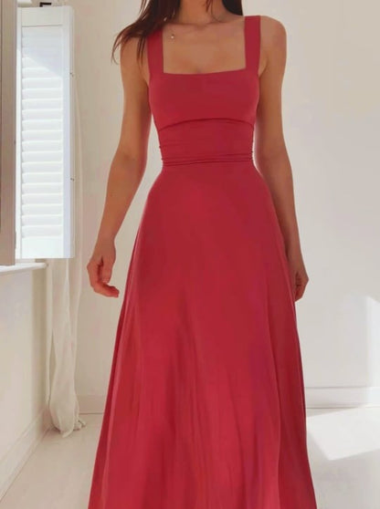 Mirelina™ – Damen Midikleid mit Breiten Trägern