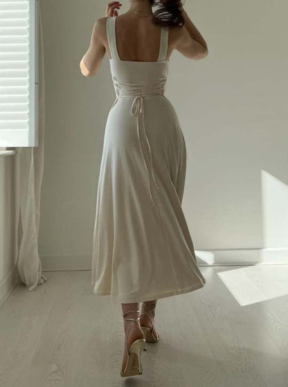Mirelina™ – Damen Midikleid mit Breiten Trägern