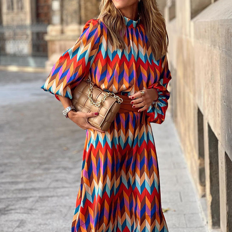 Mit Print versehenes, formelles Midi-Kleid Romana