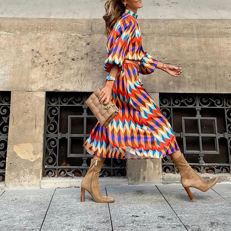 Mit Print versehenes, formelles Midi-Kleid Romana
