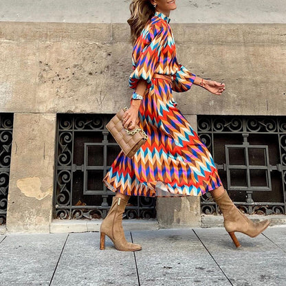 Mit Print versehenes, formelles Midi-Kleid Romana